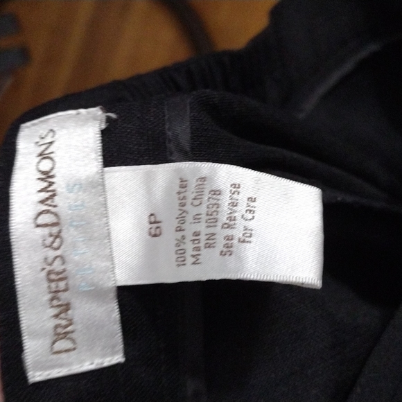 Draper's & Damon's Retro Black Pants with Stretch Waist Size 6p - Picture 2 of 2